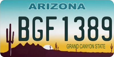 AZ license plate BGF1389