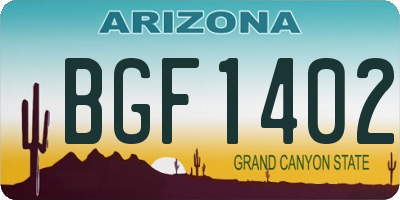 AZ license plate BGF1402