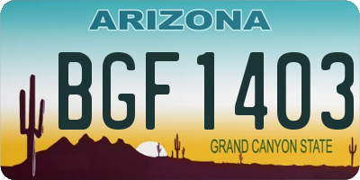 AZ license plate BGF1403