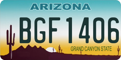 AZ license plate BGF1406