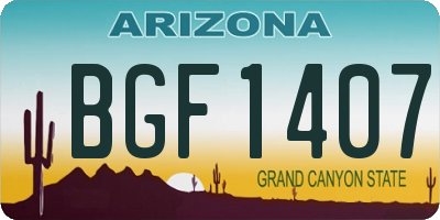 AZ license plate BGF1407