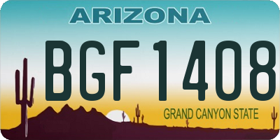 AZ license plate BGF1408