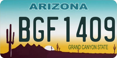 AZ license plate BGF1409