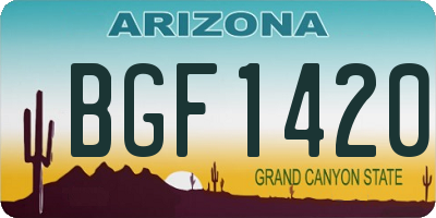 AZ license plate BGF1420