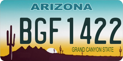 AZ license plate BGF1422