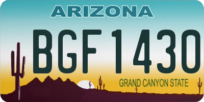 AZ license plate BGF1430