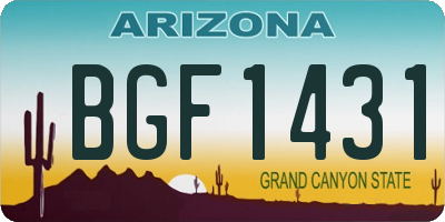 AZ license plate BGF1431