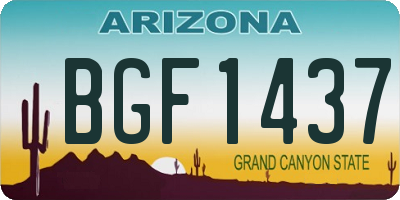 AZ license plate BGF1437