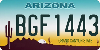 AZ license plate BGF1443