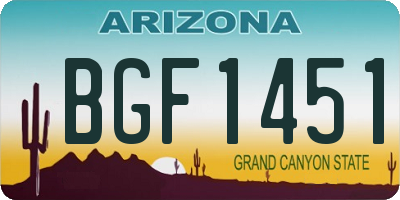 AZ license plate BGF1451