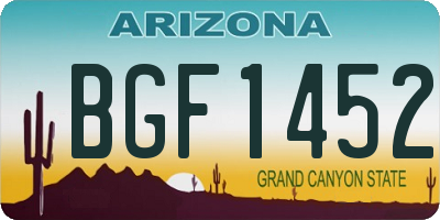 AZ license plate BGF1452