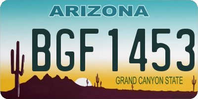 AZ license plate BGF1453