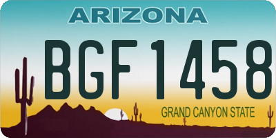 AZ license plate BGF1458