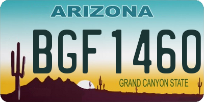 AZ license plate BGF1460
