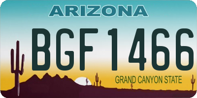AZ license plate BGF1466