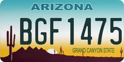 AZ license plate BGF1475
