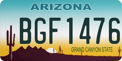 AZ license plate BGF1476