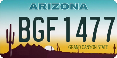 AZ license plate BGF1477