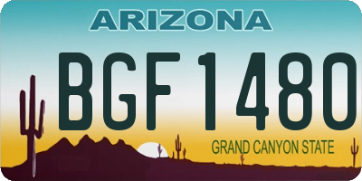AZ license plate BGF1480