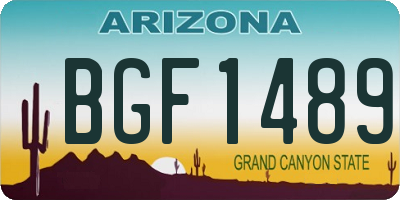 AZ license plate BGF1489
