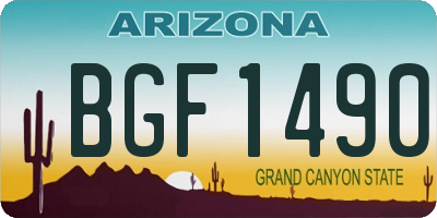 AZ license plate BGF1490