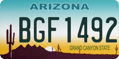 AZ license plate BGF1492