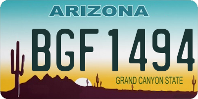 AZ license plate BGF1494