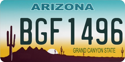 AZ license plate BGF1496
