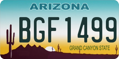 AZ license plate BGF1499