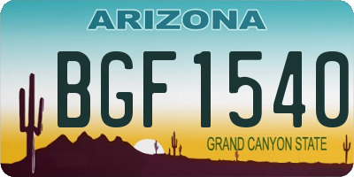 AZ license plate BGF1540