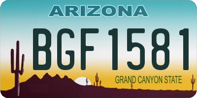 AZ license plate BGF1581