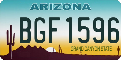 AZ license plate BGF1596