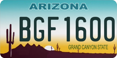 AZ license plate BGF1600
