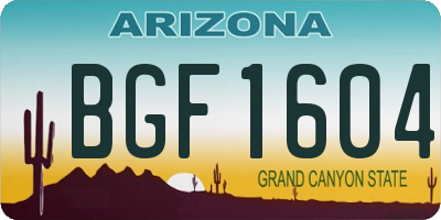 AZ license plate BGF1604