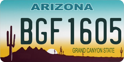 AZ license plate BGF1605