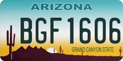 AZ license plate BGF1606