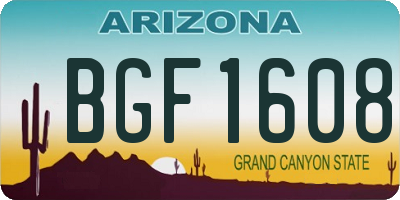 AZ license plate BGF1608