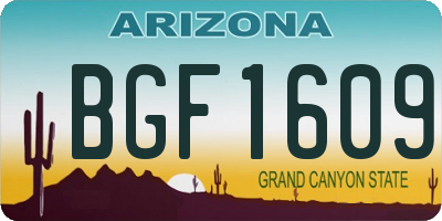 AZ license plate BGF1609