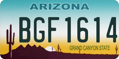 AZ license plate BGF1614