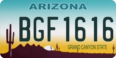 AZ license plate BGF1616