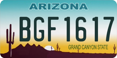 AZ license plate BGF1617