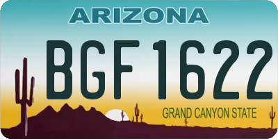 AZ license plate BGF1622