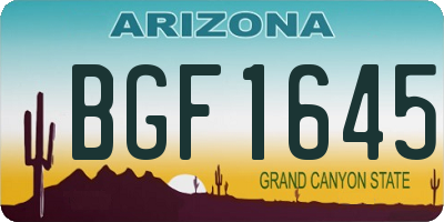 AZ license plate BGF1645