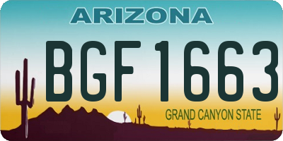 AZ license plate BGF1663