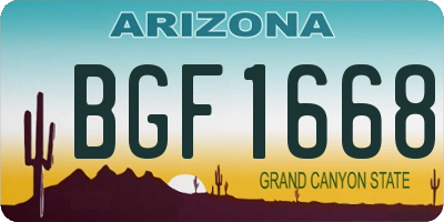 AZ license plate BGF1668