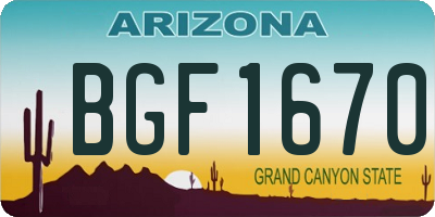 AZ license plate BGF1670