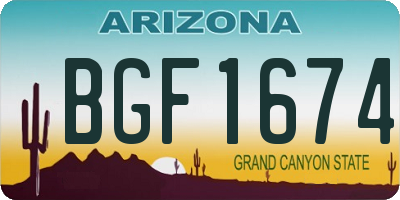 AZ license plate BGF1674