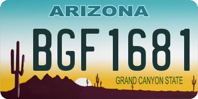AZ license plate BGF1681