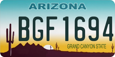 AZ license plate BGF1694