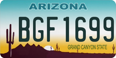 AZ license plate BGF1699
